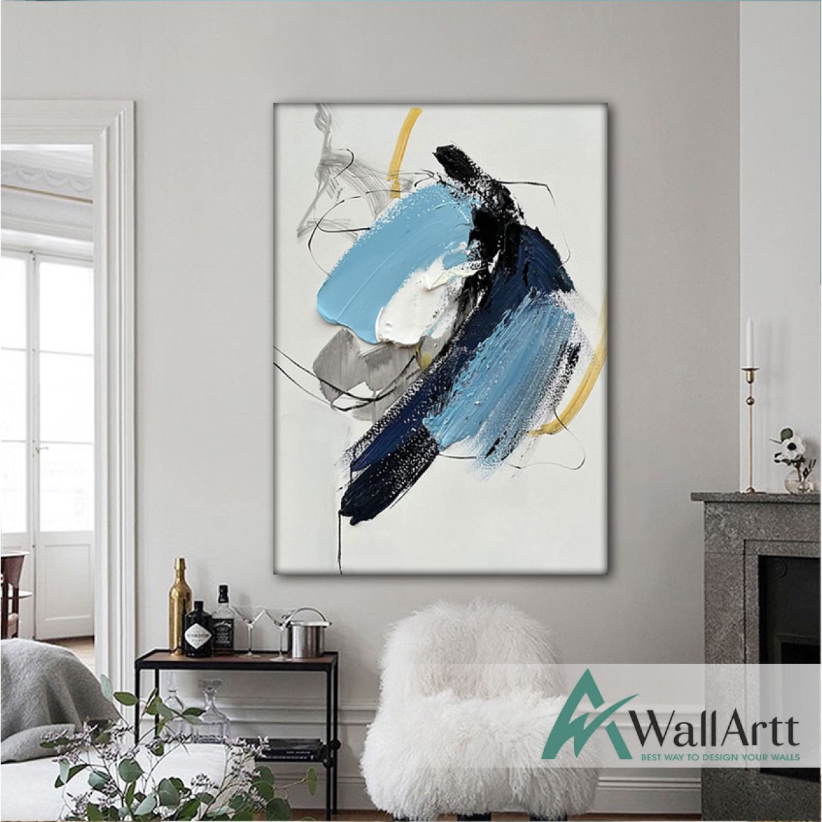 Tones of Blue II 3D Heavy Textured Partial Oil Painting